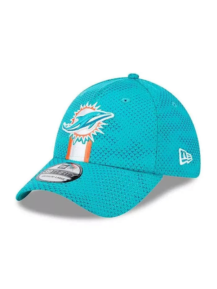 Мужская кепка Aqua Miami Dolphins 2024 Sideline 39THIRTY Flex Hat New Era
