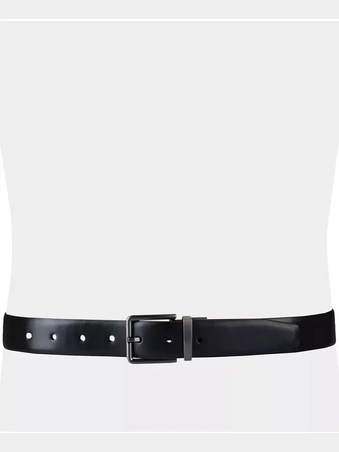 Мужской двусторонний фактурный ремень для платья Calvin Klein — изображение 5 из 7, черный/коричневый