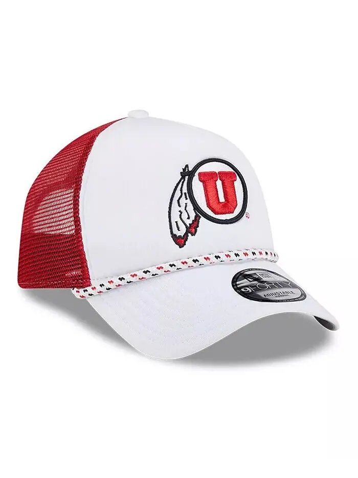 Мужская белая/красная регулируемая кепка дальнобойщика Utah Utes Court Sport Foam с А-образной — изображение 3 из 4