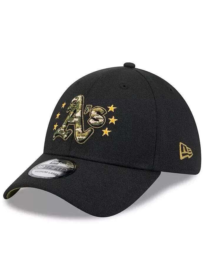 Мужская черная гибкая кепка Oakland Athletics ко Дню вооруженных сил 2024 39THIRTY New Era — изображение 4 из 4, черный