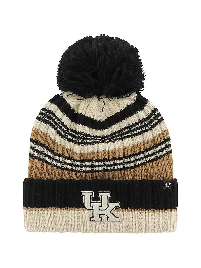 Женская вязаная шапка цвета хаки Kentucky Wildcats Barista с манжетами и помпоном '47 Brand — изображение 1 из 2
