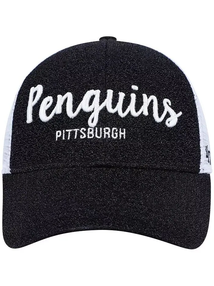 Женская черно-белая кепка Pittsburgh Penguins Encore MVP Trucker Snapback '47 Brand — изображение 2 из 2, черный белый