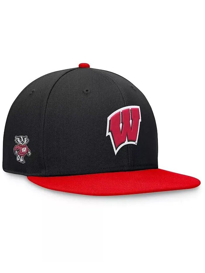 Мужская черная/красная двухцветная приталенная шляпа Wisconsin Badgers Rally Top Of The World — изображение 2 из 4
