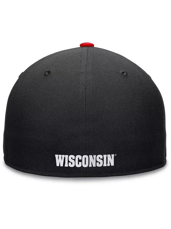 Мужская черная/красная двухцветная приталенная шляпа Wisconsin Badgers Rally Top Of The World — изображение 3 из 4