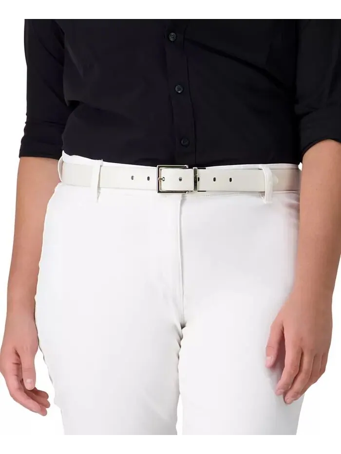 Женский двусторонний кожаный ремень для брюк Calvin Klein — изображение 5 из 11, серый/белый