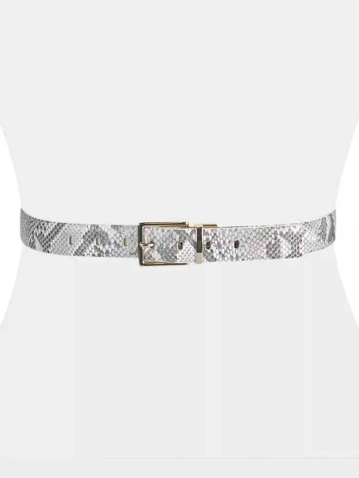 Женский двусторонний кожаный ремень для брюк Calvin Klein — изображение 9 из 11, серый/белый