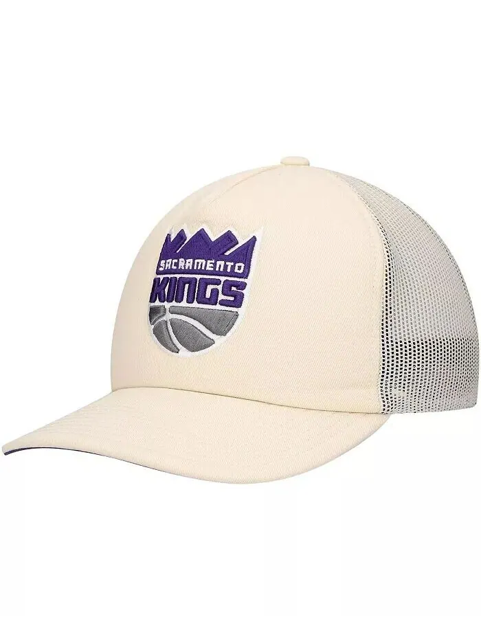 Мужская кремовая регулируемая кепка Sacramento Kings Trucker Mitchell & Ness — изображение 1 из 4, бежевый