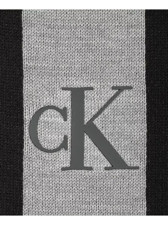 Мужской силиконовый комплект из шарфа с логотипом CK Monogram и шапки-бини Calvin Klein — изображение 2 из 2, серый
