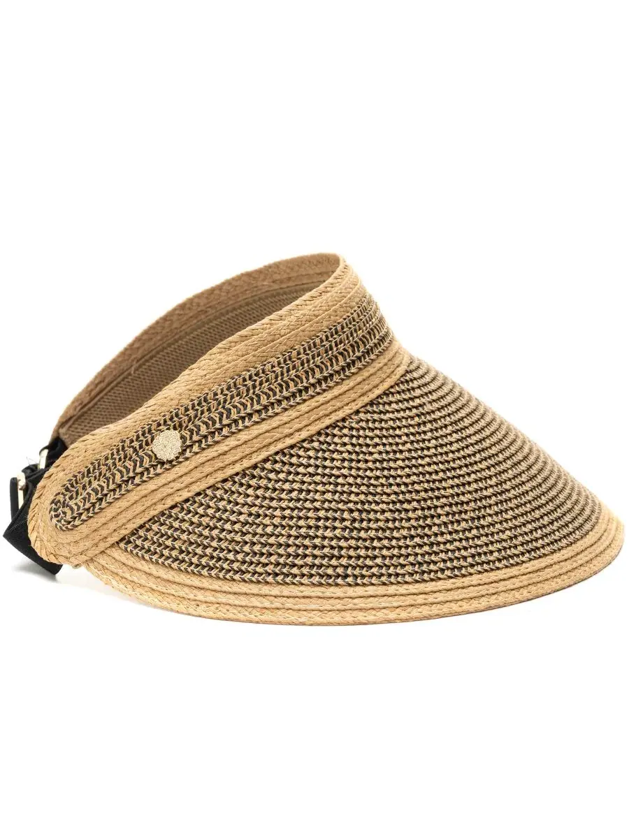 Шляпа-козырек из твида и соломы с откидным козырьком Vince Camuto — изображение 3 из 5, бежевый мульти