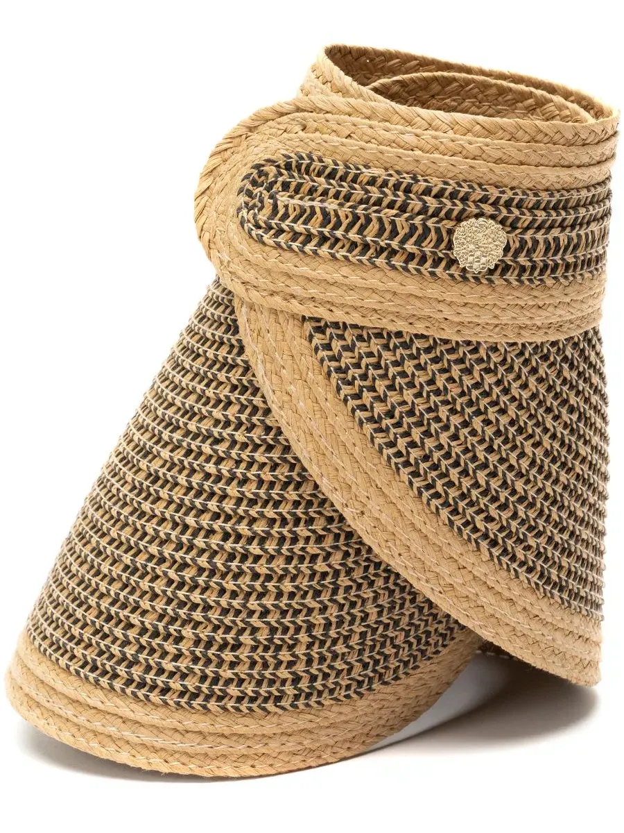 Шляпа-козырек из твида и соломы с откидным козырьком Vince Camuto — изображение 4 из 5, бежевый мульти