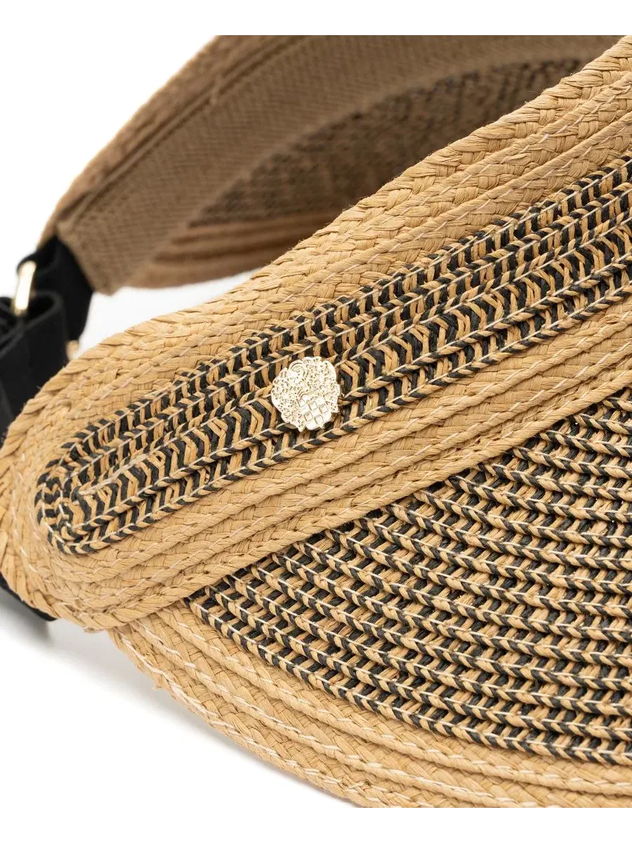 Шляпа-козырек из твида и соломы с откидным козырьком Vince Camuto — изображение 5 из 5, бежевый мульти