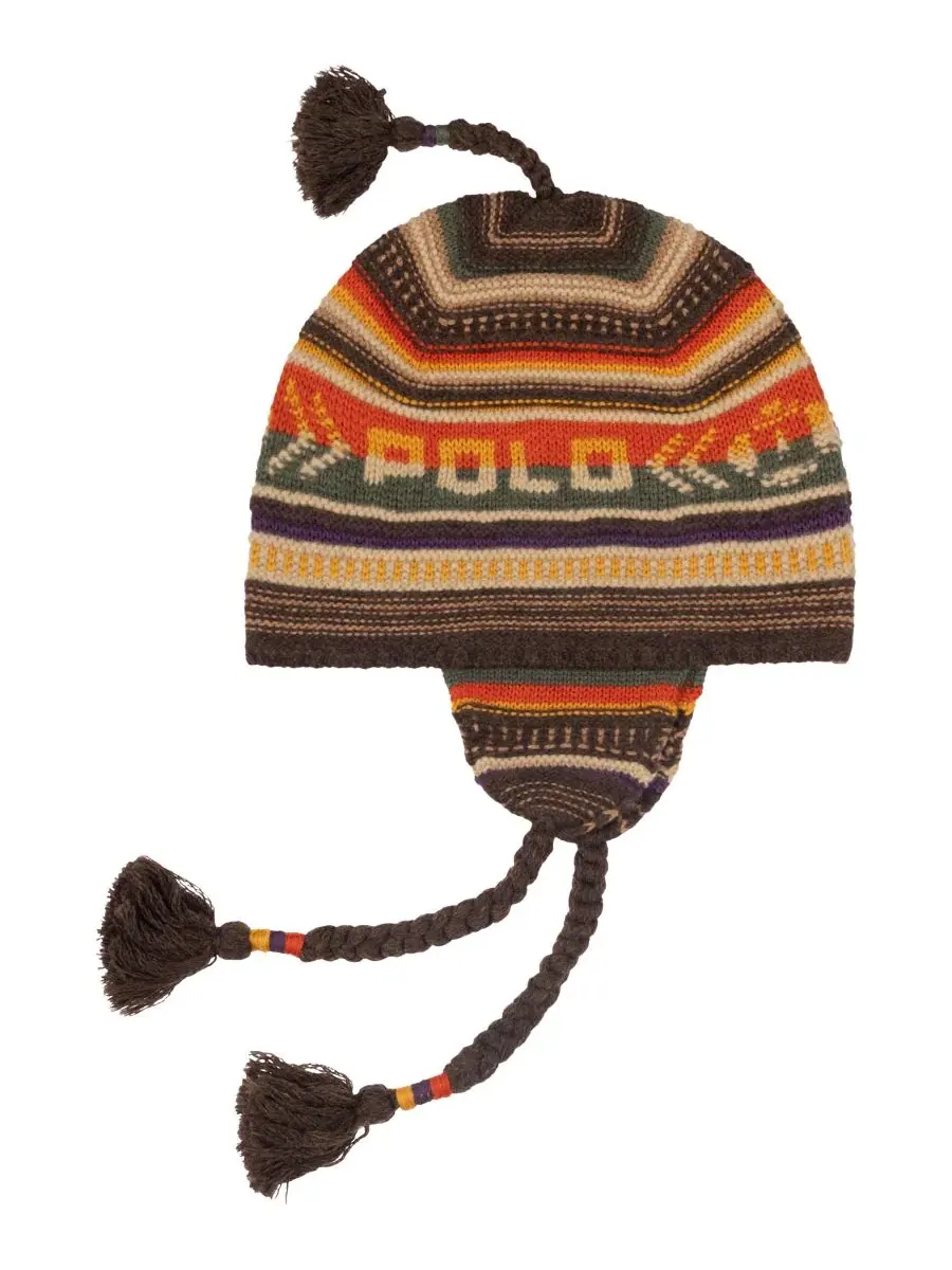 Шапка с ушками Polo Ralph Lauren — изображение 1 из 4, коричневый мульти