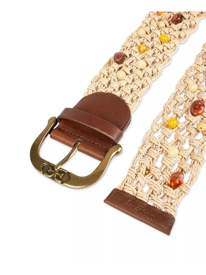 Женский широкий пояс в технике макраме с бусинами Sam Edelman — изображение 3 из 7, прозрачный