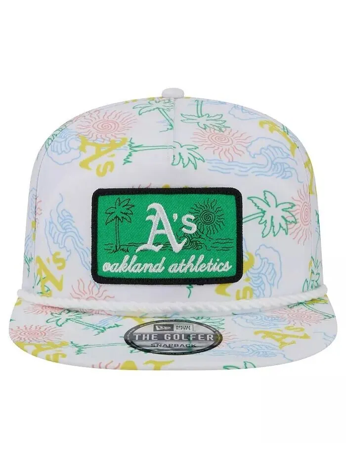 Мужская белая кепка Oakland Athletics Islander Golfer Snapback New Era — изображение 3 из 3, белый