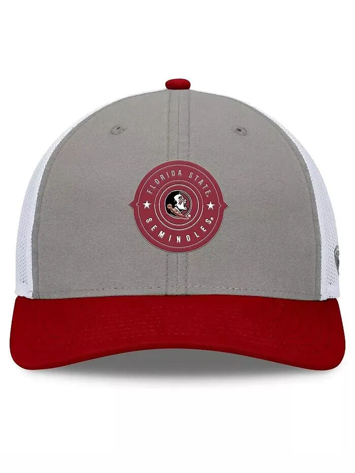 Мужская регулируемая шляпа серого/гранатового цвета Florida State Seminoles Rob Trucker Top Of The — изображение 3 из 4
