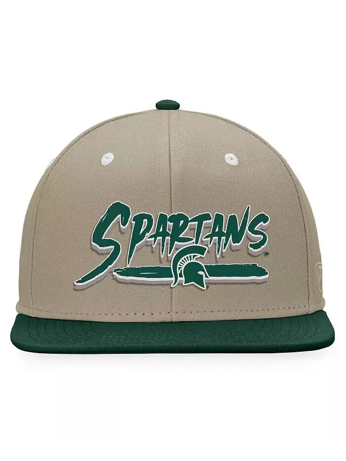 Мужская бейсболка Michigan State Spartans Land Snapback цвета хаки/зеленого цвета Top of the World — изображение 2 из 4