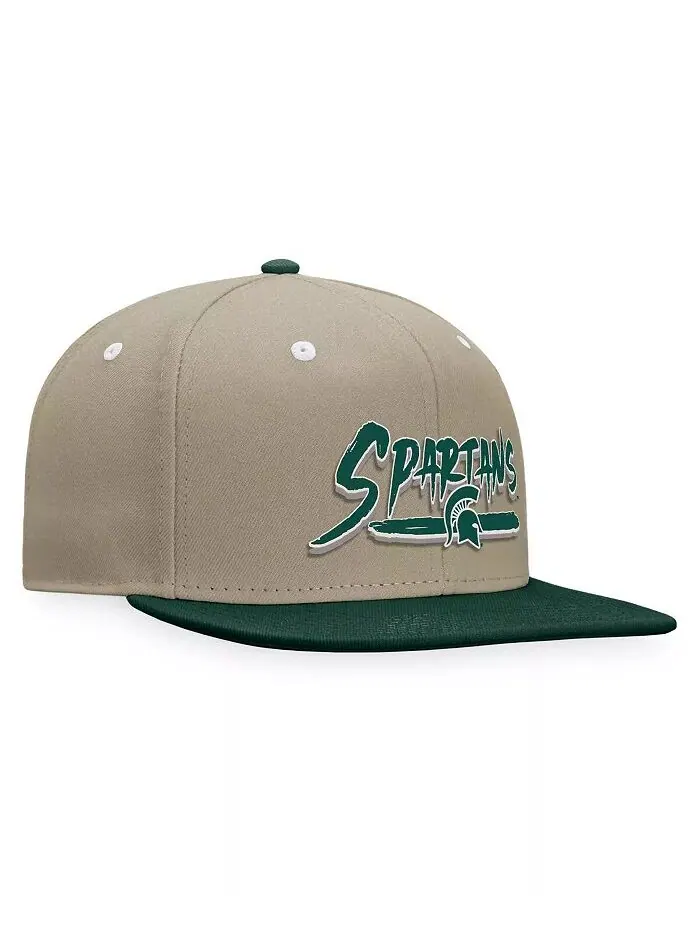 Мужская бейсболка Michigan State Spartans Land Snapback цвета хаки/зеленого цвета Top of the World — изображение 3 из 4