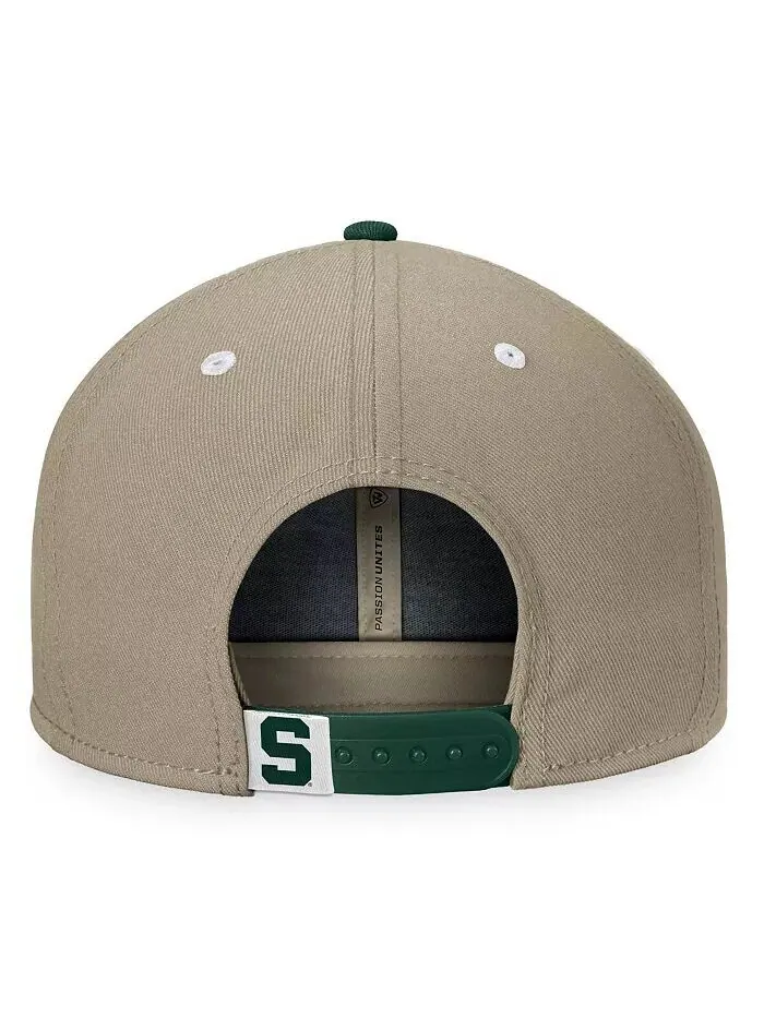 Мужская бейсболка Michigan State Spartans Land Snapback цвета хаки/зеленого цвета Top of the World — изображение 4 из 4