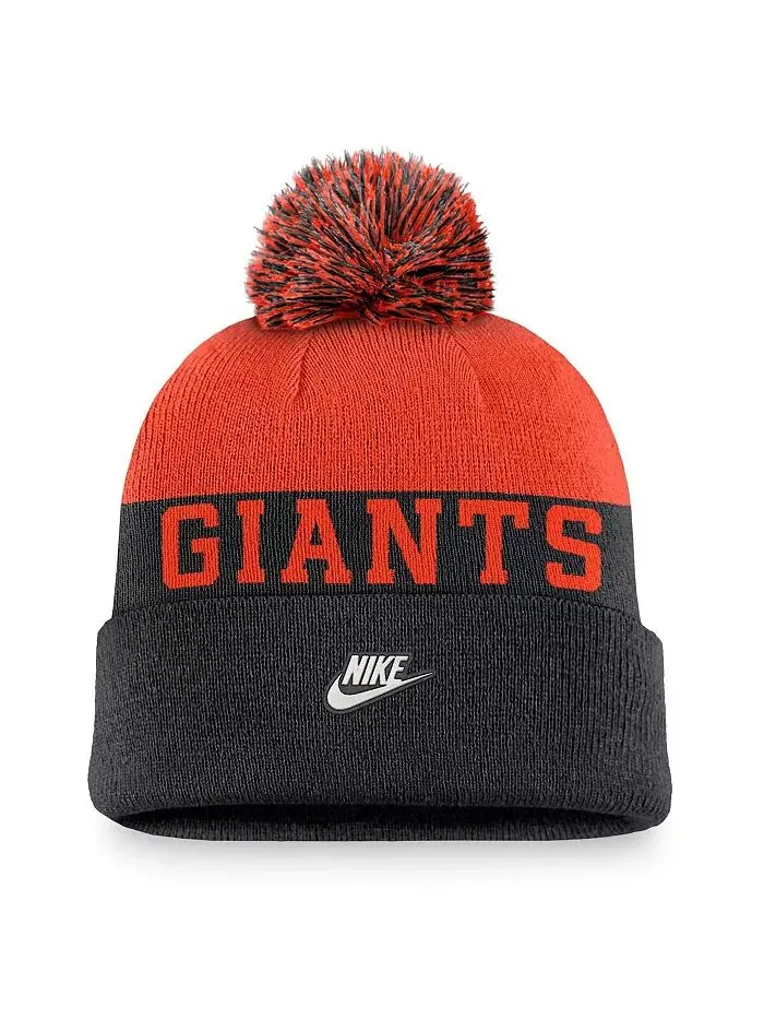 Мужская черная вязаная шапка San Francisco Giants Rewind Peak с манжетами и помпоном Nike — изображение 2 из 2