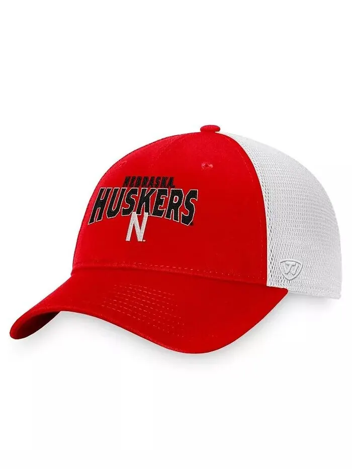 Мужская ало-белая кепка Nebraska Huskers Breakout Trucker Snapback Top Of The World — изображение 1 из 4, белый