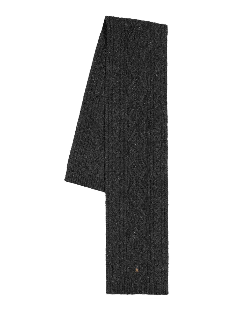 Шарф из шерстяной смеси Aran Tweed Polo Ralph Lauren — изображение 1 из 4, темно-серый