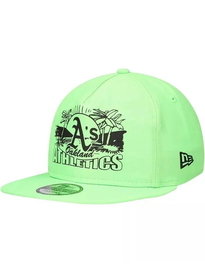 Мужская зеленая неоновая кепка для гольфиста Oakland Athletics Snapback New Era