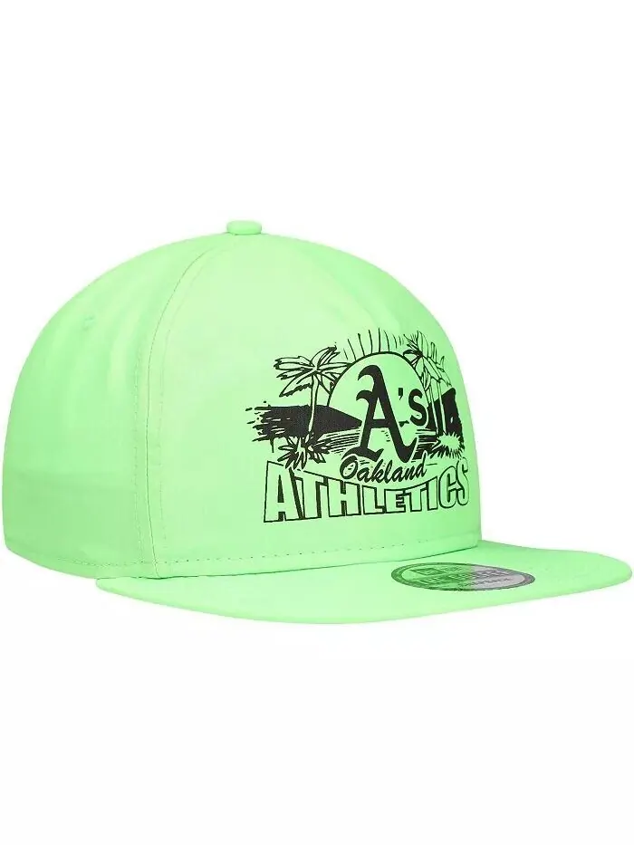Мужская зеленая неоновая кепка для гольфиста Oakland Athletics Snapback New Era — изображение 4 из 4, зеленый