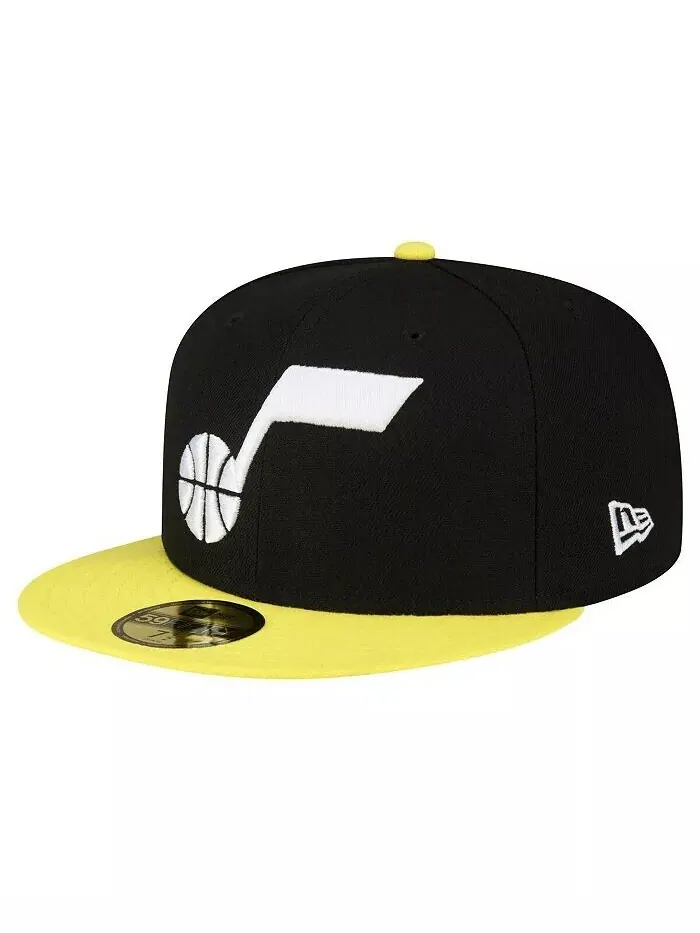 Мужская черно-желтая приталенная шляпа Utah Jazz 2-Tone 59FIFTY New Era — изображение 1 из 4, черный желтый
