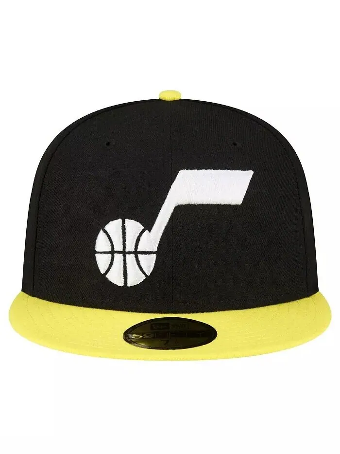 Мужская черно-желтая приталенная шляпа Utah Jazz 2-Tone 59FIFTY New Era — изображение 2 из 4, черный желтый
