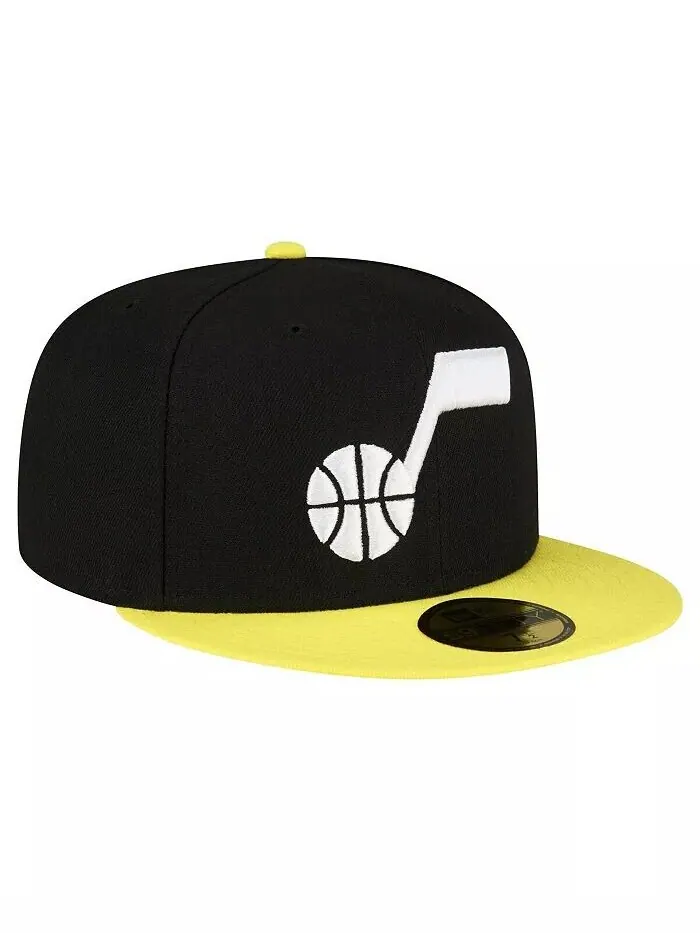 Мужская черно-желтая приталенная шляпа Utah Jazz 2-Tone 59FIFTY New Era — изображение 4 из 4, черный желтый