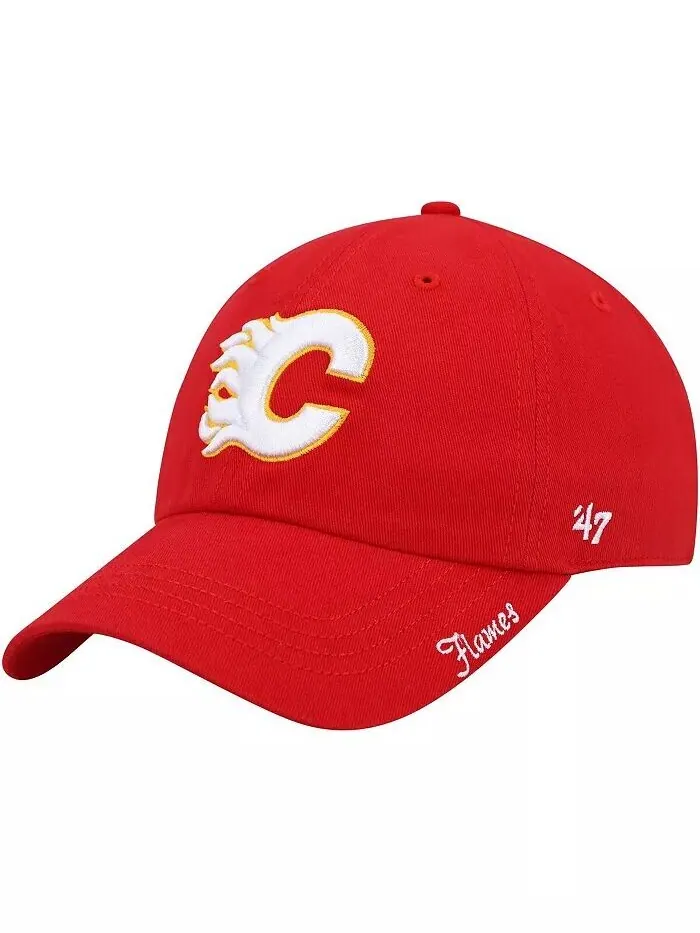 Женская красная шапка Calgary Flames Team Miata Clean Up Adjustable '47 Brand — изображение 1 из 4
