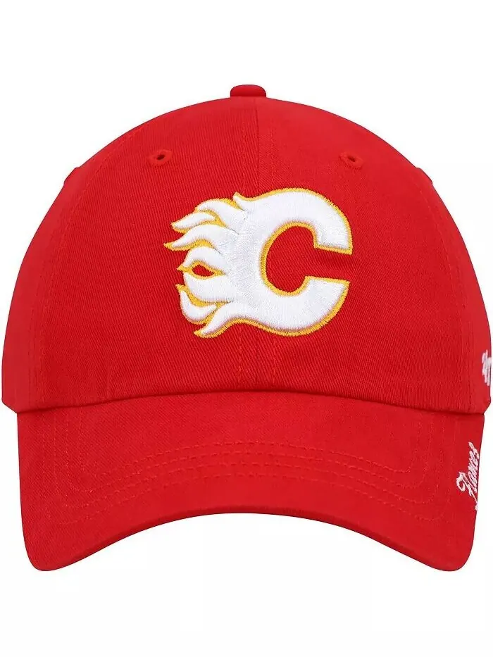 Женская красная регулируемая кепка Calgary Flames Team Miata Clean Up '47 Brand — изображение 3 из 4, красный