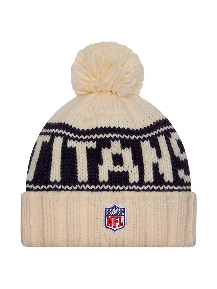 Женская вязаная шапка с манжетой и помпоном Tennessee Titans 2024 — изображение 2 из 2, бежевый