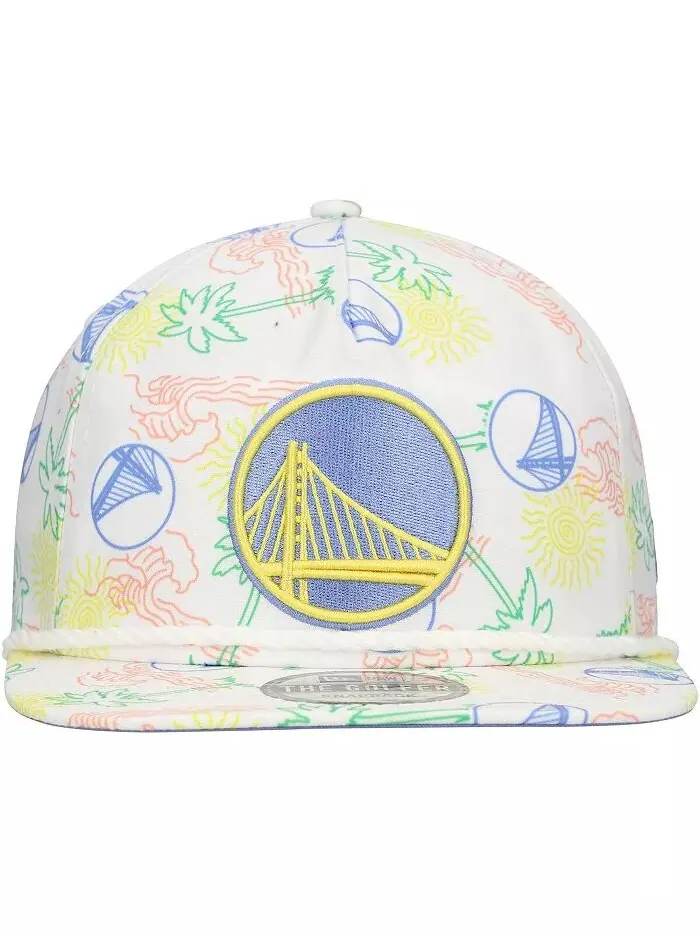 Мужская белая регулируемая кепка для гольфа Golden State Warriors Palm Trees and Waves New Era — изображение 4 из 4
