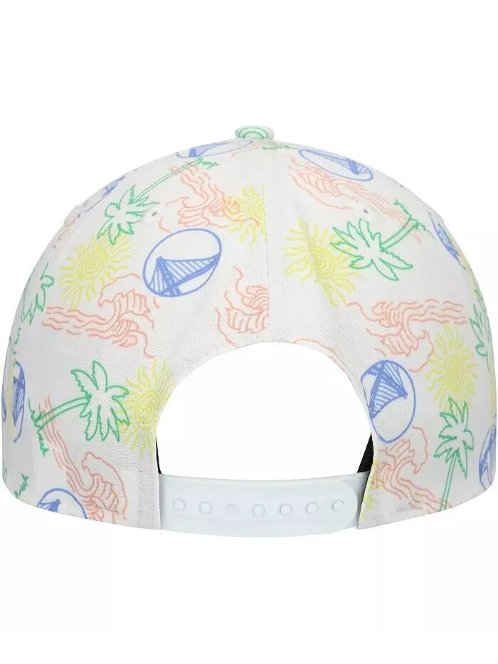 Мужская белая регулируемая кепка Golden State Warriors Palm Trees and Waves Golfer New Era — изображение 2 из 4, белый