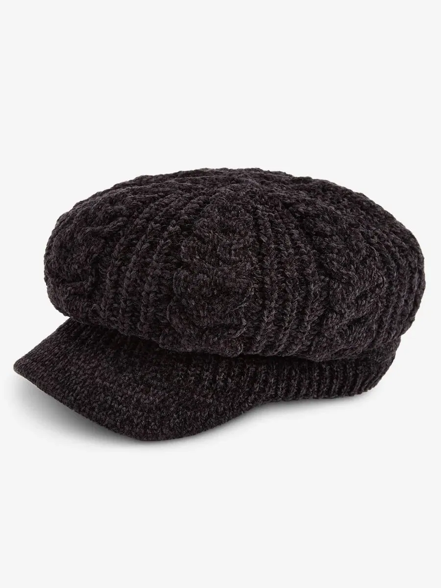 Вязаная шапка-бини из синели с косами, модель Slouchy Chenille Cable-Knit Cabbie Hat Style & Co — изображение 1 из 5, черный