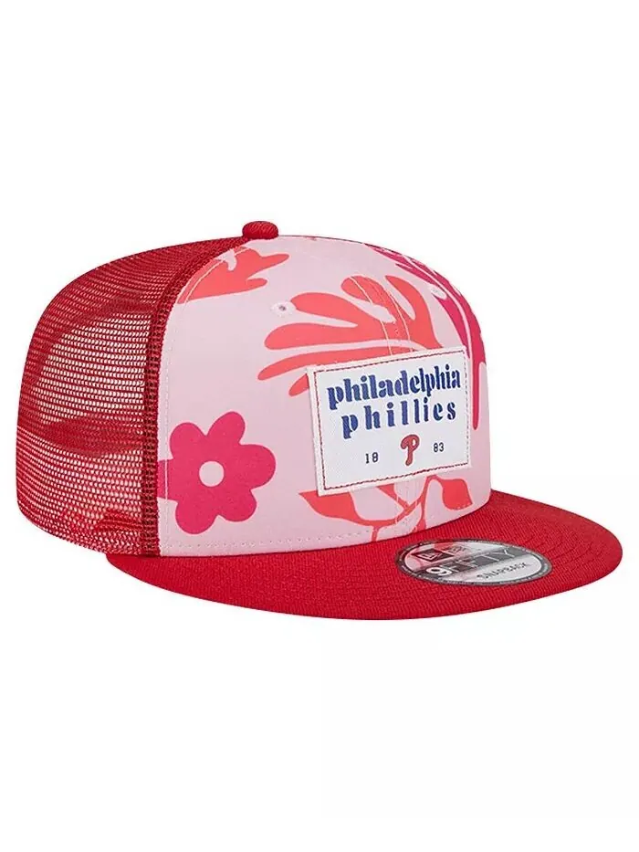 Мужская красная шляпа Snapback Philadelphia Phillies Bikini Bottom Trucker 9FIFTY New Era — изображение 1 из 4, красный