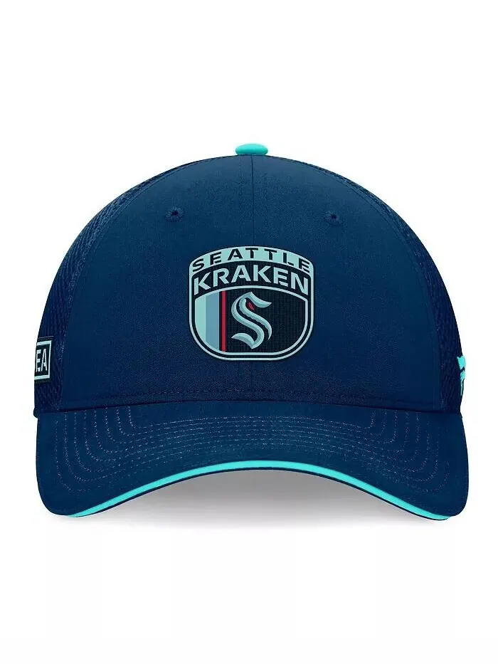 Мужская регулируемая кепка Deep Sea Blue Seattle Kraken 2024 NHL Draft on Stage Trucker Fanatics — изображение 2 из 4