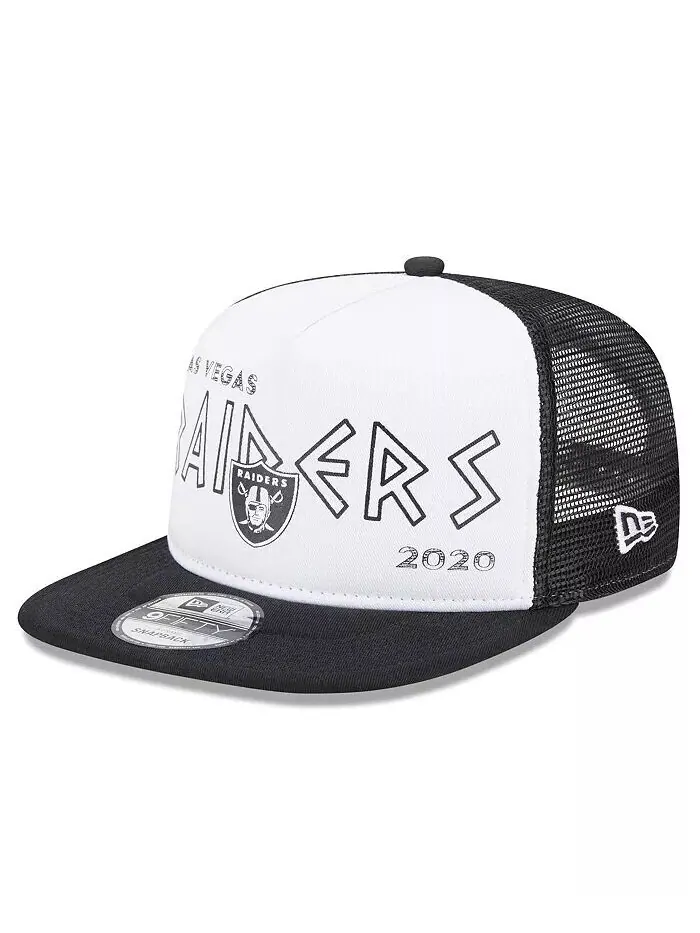 Мужская бело-черная кепка Las Vegas Raiders Banger 9FIFTY Trucker Snapback New Era — изображение 1 из 4, белый черный