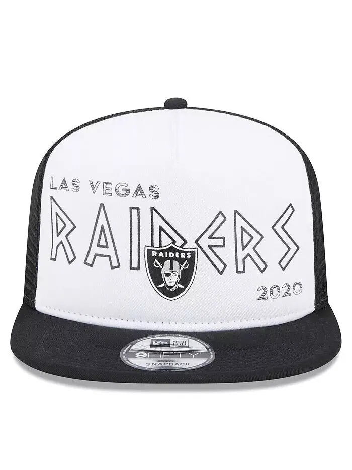 Мужская бело-черная кепка Las Vegas Raiders Banger 9FIFTY Trucker Snapback New Era — изображение 2 из 4, белый черный