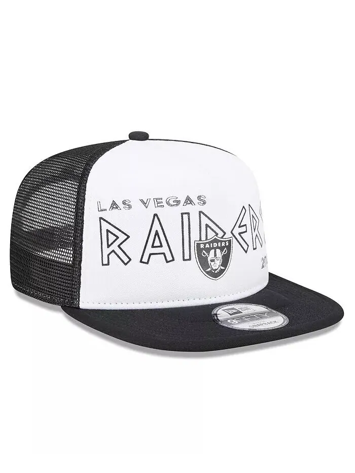Мужская бело-черная кепка Las Vegas Raiders Banger 9FIFTY Trucker Snapback New Era — изображение 4 из 4, белый черный