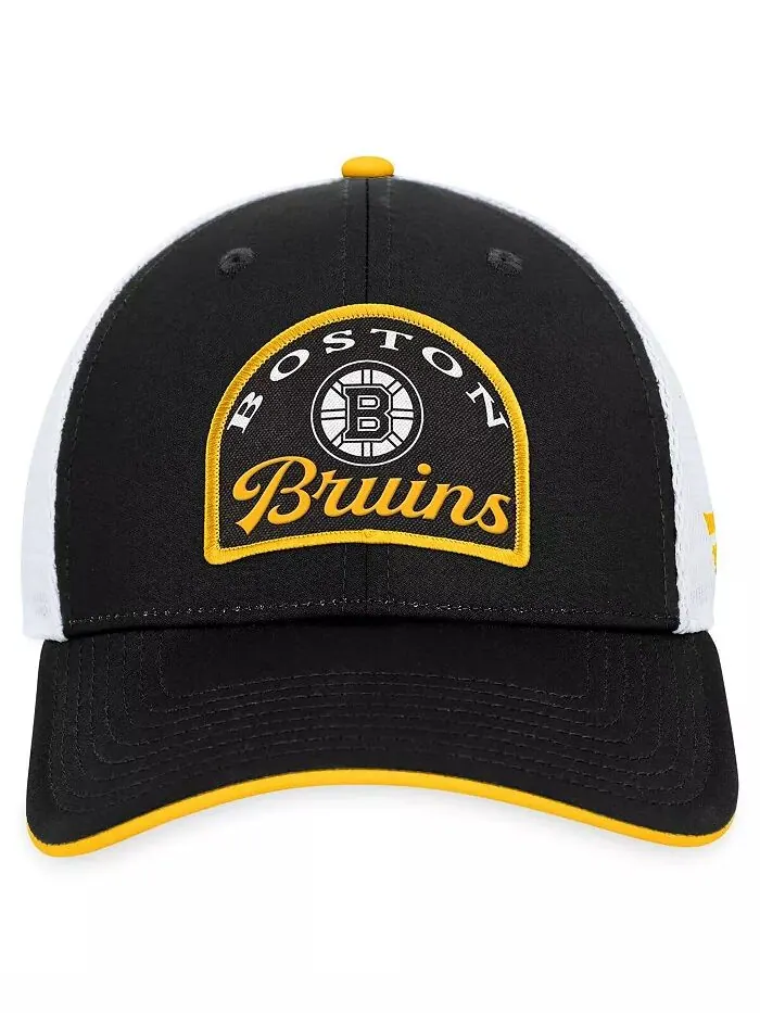 Мужская черно-белая бейсболка Boston Bruins Fundamental Adjustable Hat Fanatics — изображение 2 из 4