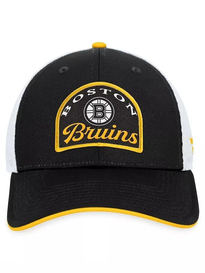 Мужская черно-белая регулируемая кепка Boston Bruins Fundamental Fanatics — изображение 2 из 4, черный белый