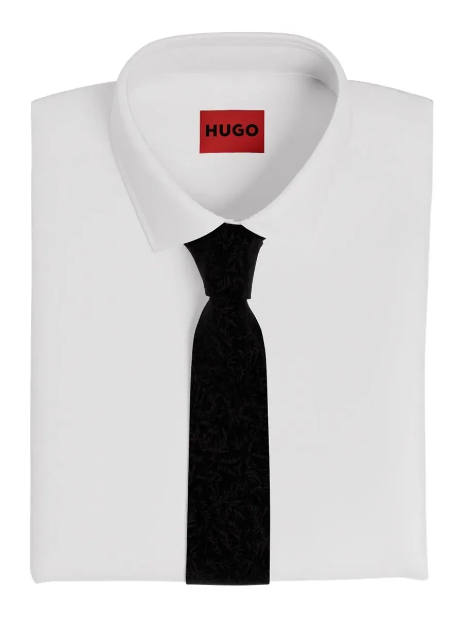 Мужской узкий галстук Hugo Boss Hugo Boss — изображение 3 из 3, черный