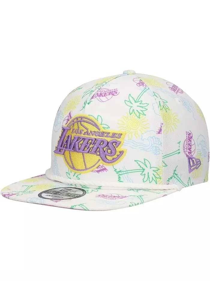 Мужская белая регулируемая кепка для гольфиста Los Angeles Lakers Palm Trees and Waves New Era — изображение 1 из 4, белый