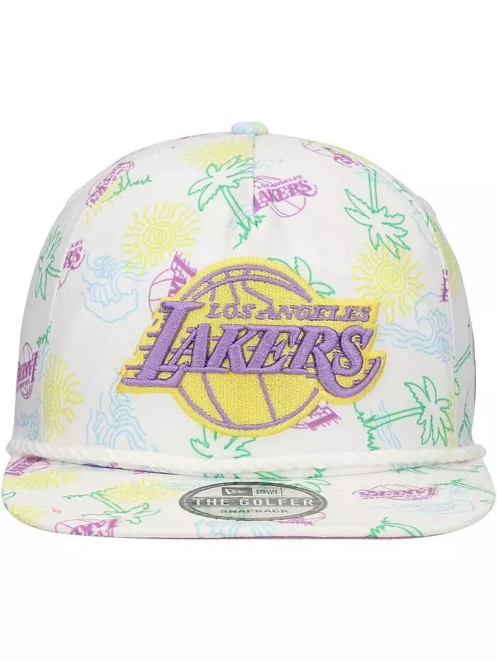 Мужская белая регулируемая кепка для гольфиста Los Angeles Lakers Palm Trees and Waves New Era — изображение 2 из 4, белый