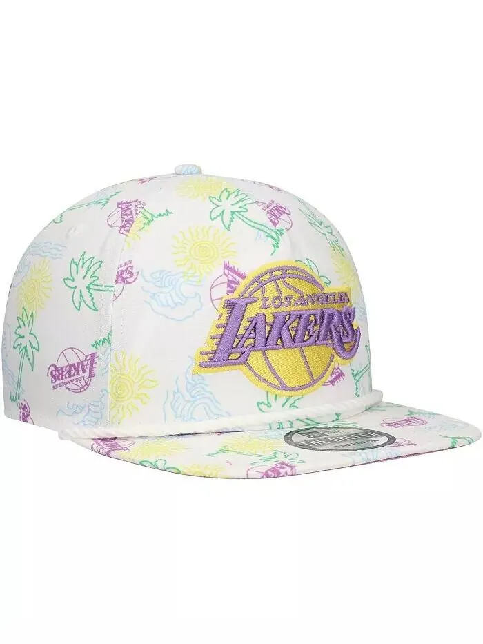 Мужская белая регулируемая кепка для гольфиста Los Angeles Lakers Palm Trees and Waves New Era — изображение 3 из 4, белый
