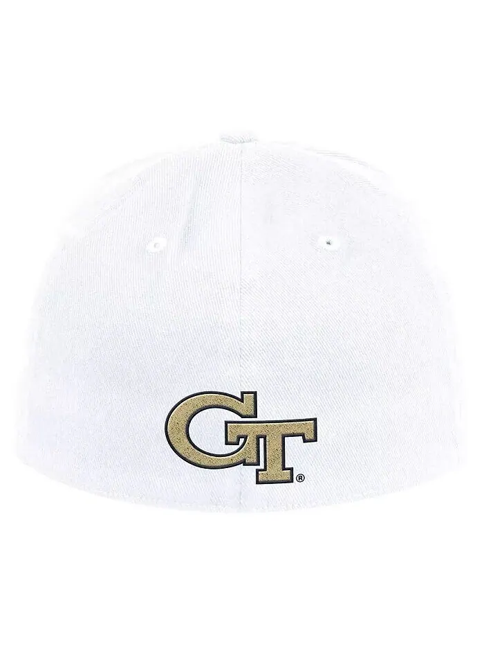Мужские белые желтые бейсболки Georgia Tech Chant Flex Hat Adidas — изображение 2 из 2, белый