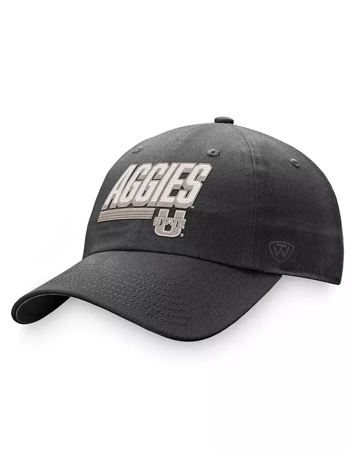 Мужская темно-серая шляпа Utah State Aggies Slice Adjustable Hat Top of the World — изображение 1 из 2
