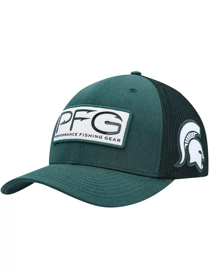 Мужская зеленая шапка Michigan State Spartans PFG Hooks Flex Columbia — изображение 1 из 4